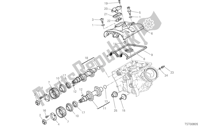 All parts for the Vertical Cylinder Head - Timing of the Ducati Multistrada 950 Brasil 2018